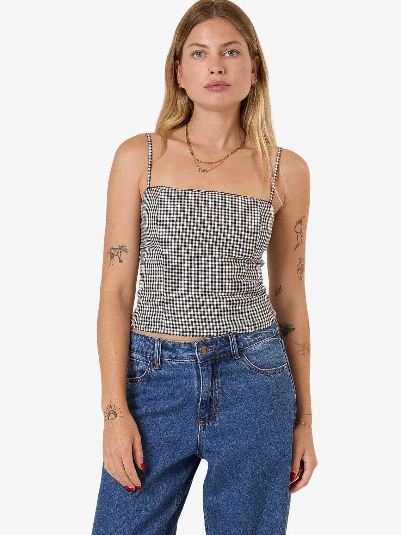 New Thrills Gia Gingham Top - Black