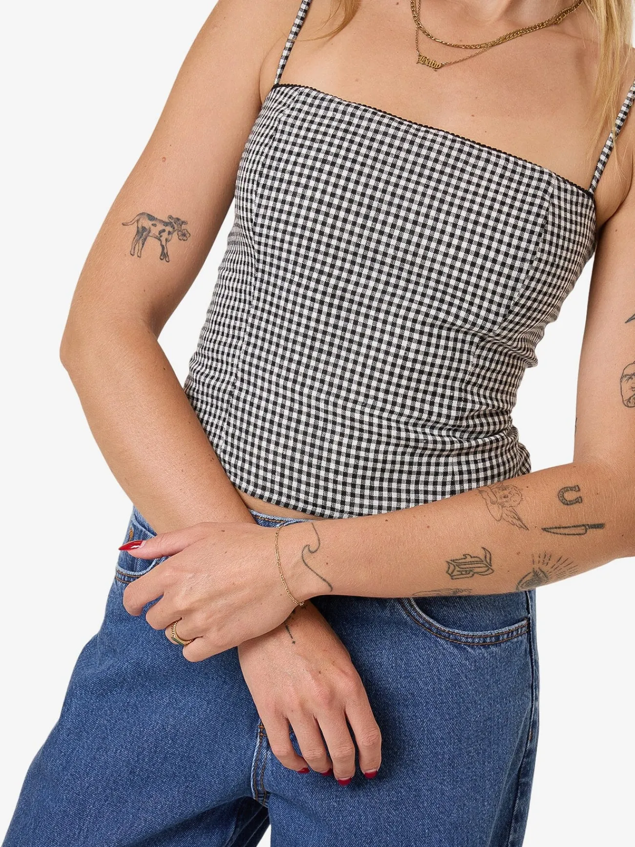 New Thrills Gia Gingham Top - Black