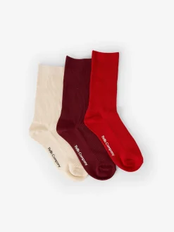 Clearance Thrills Growing Together 3 Pack Sock - Flame Red - Heritage White - Dark Cherry DarkCherry