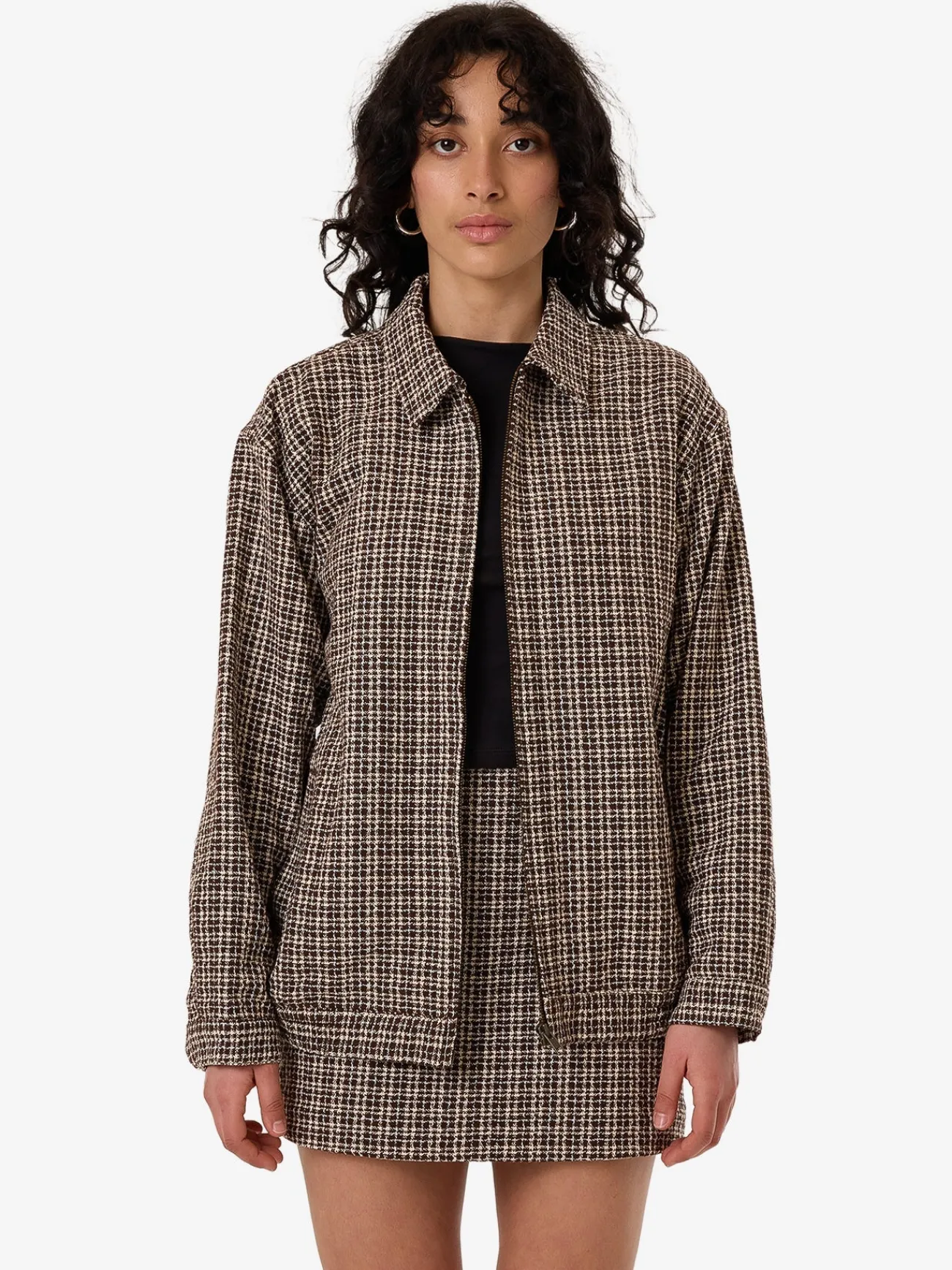Hot Thrills Hazed Harrington Jacket - Coffee