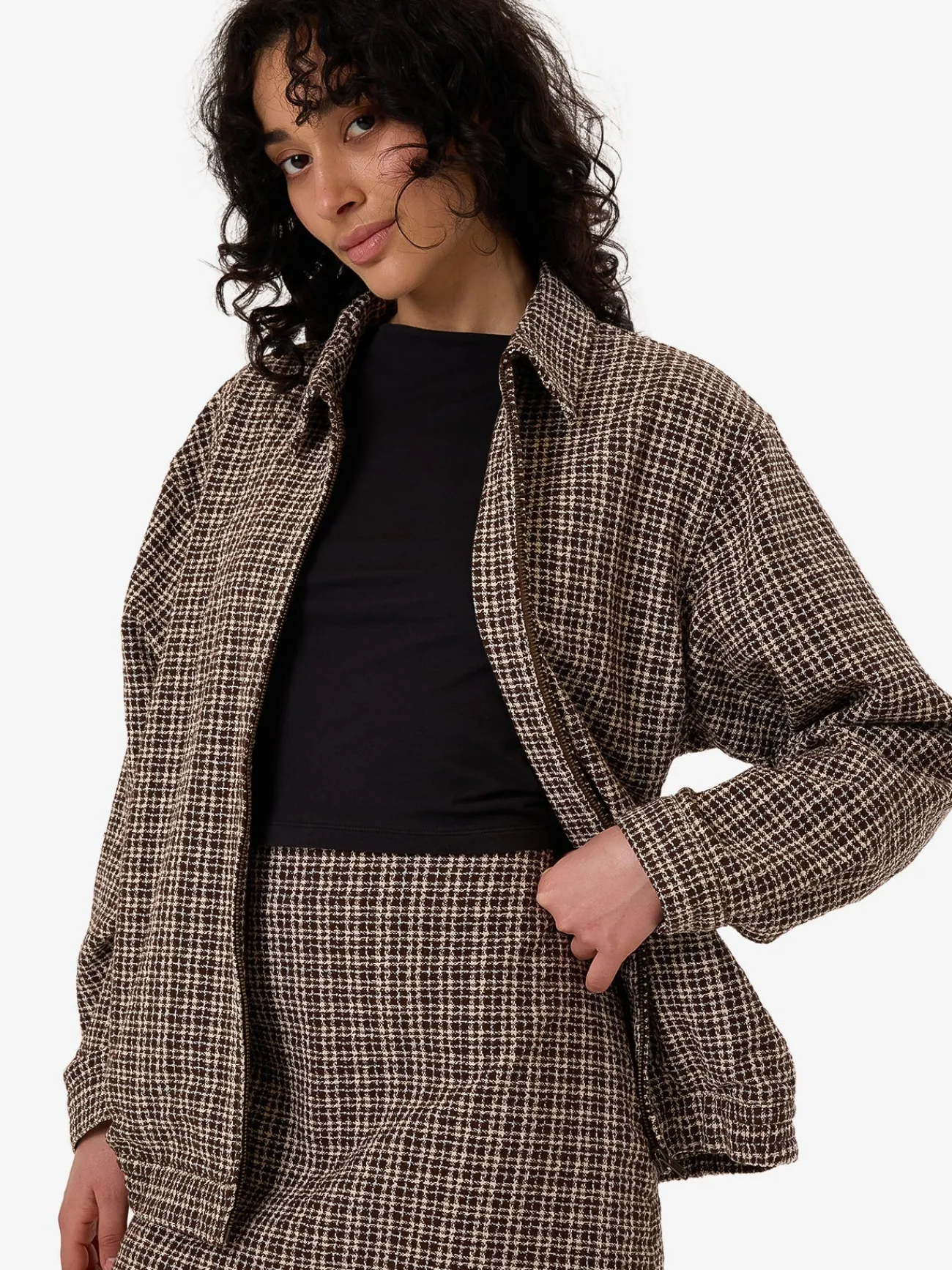 Hot Thrills Hazed Harrington Jacket - Coffee