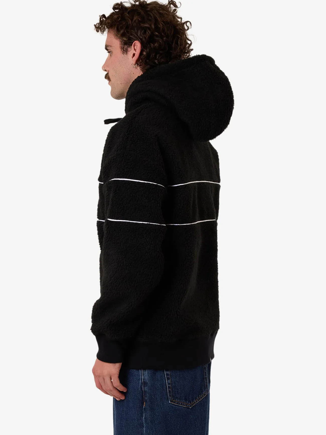New Thrills Hazed Slouch Hood Polar Fleece - Black