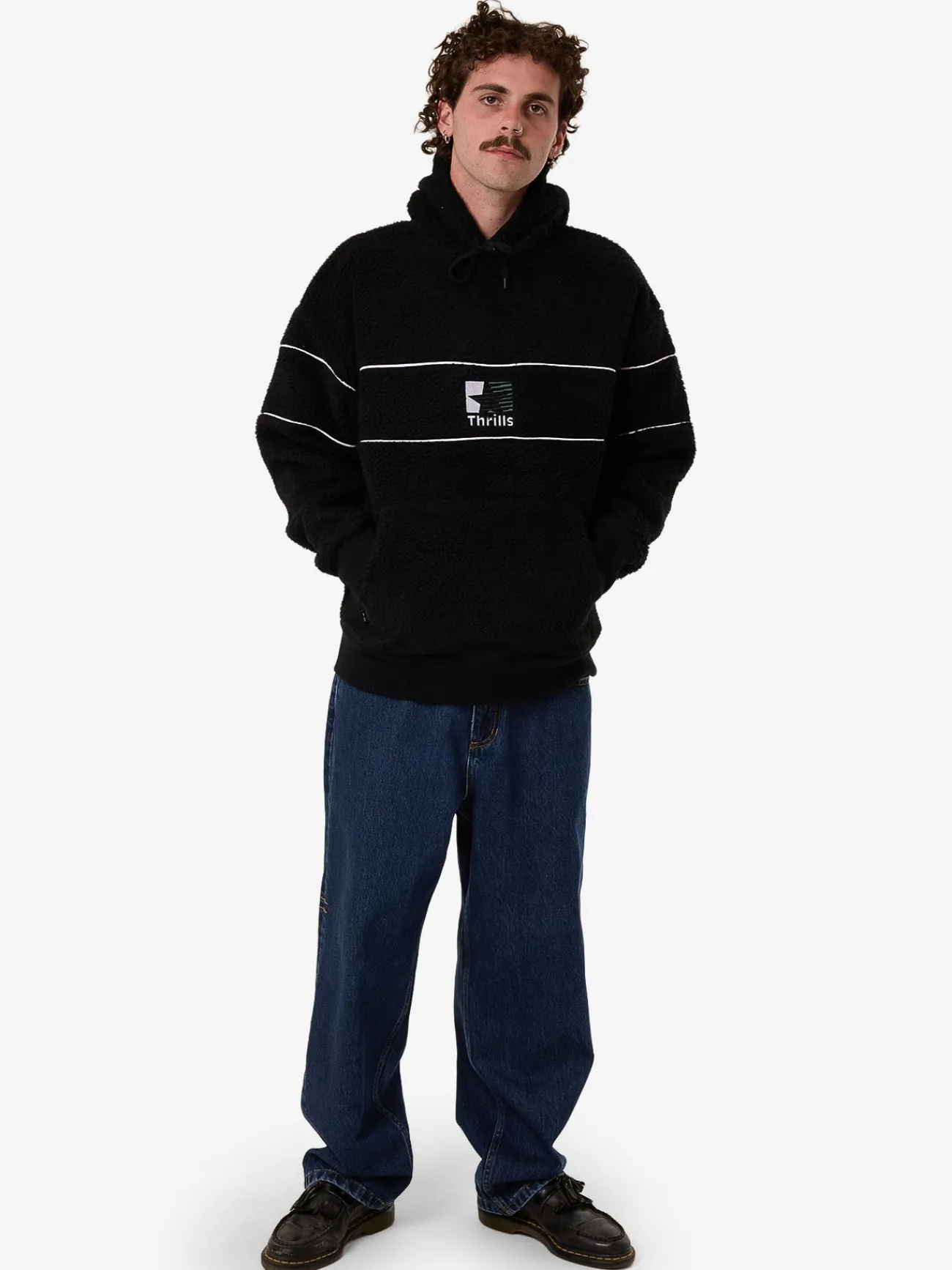 New Thrills Hazed Slouch Hood Polar Fleece - Black