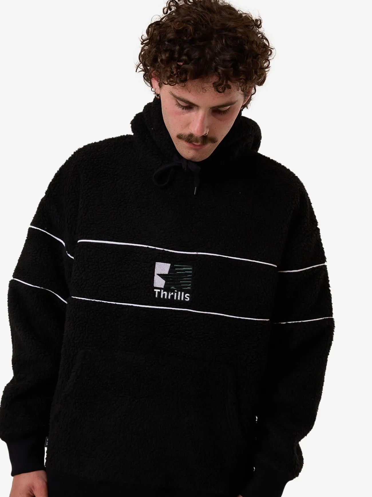 New Thrills Hazed Slouch Hood Polar Fleece - Black