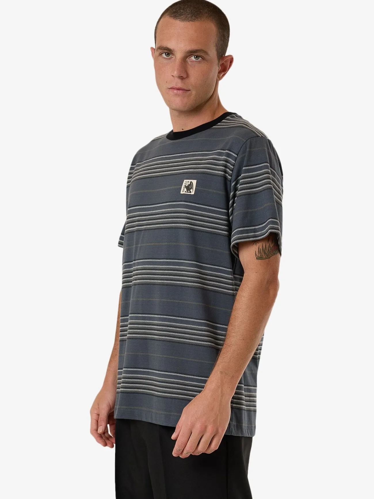 Outlet Thrills Heavy Times Stripe Merch Fit Tee - Light Petrol LightPetrol