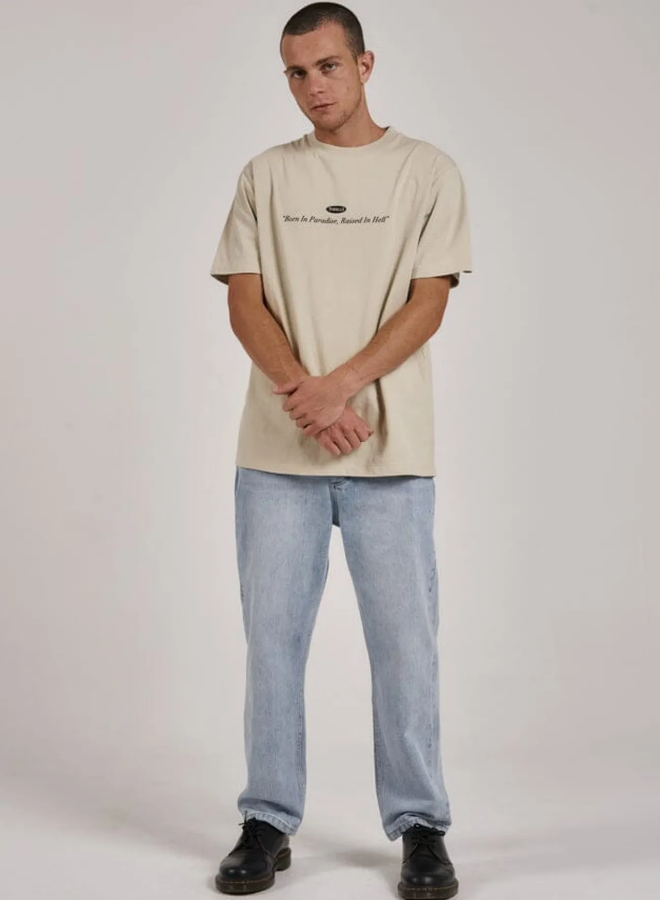 Sale Thrills Hell Raised Merch Fit Tee - Oatmeal
