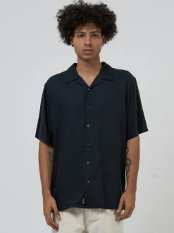Discount Thrills Hemp Minimal Bowling Shirt - Black