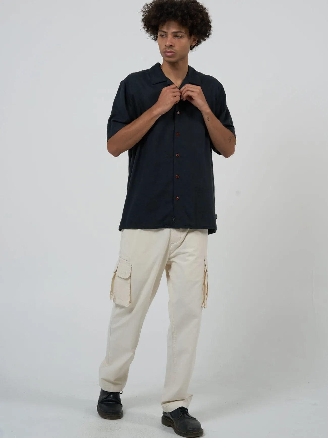 Discount Thrills Hemp Minimal Bowling Shirt - Black