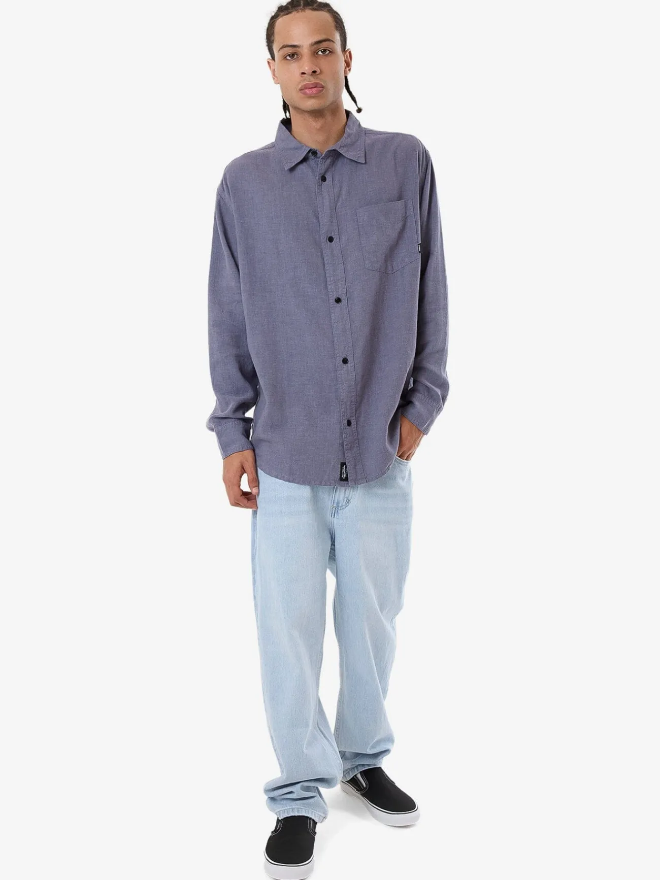 Fashion Thrills Hemp Minimal Oversize Long Sleeve Shirt - Folkstone Grey FolkstoneGrey
