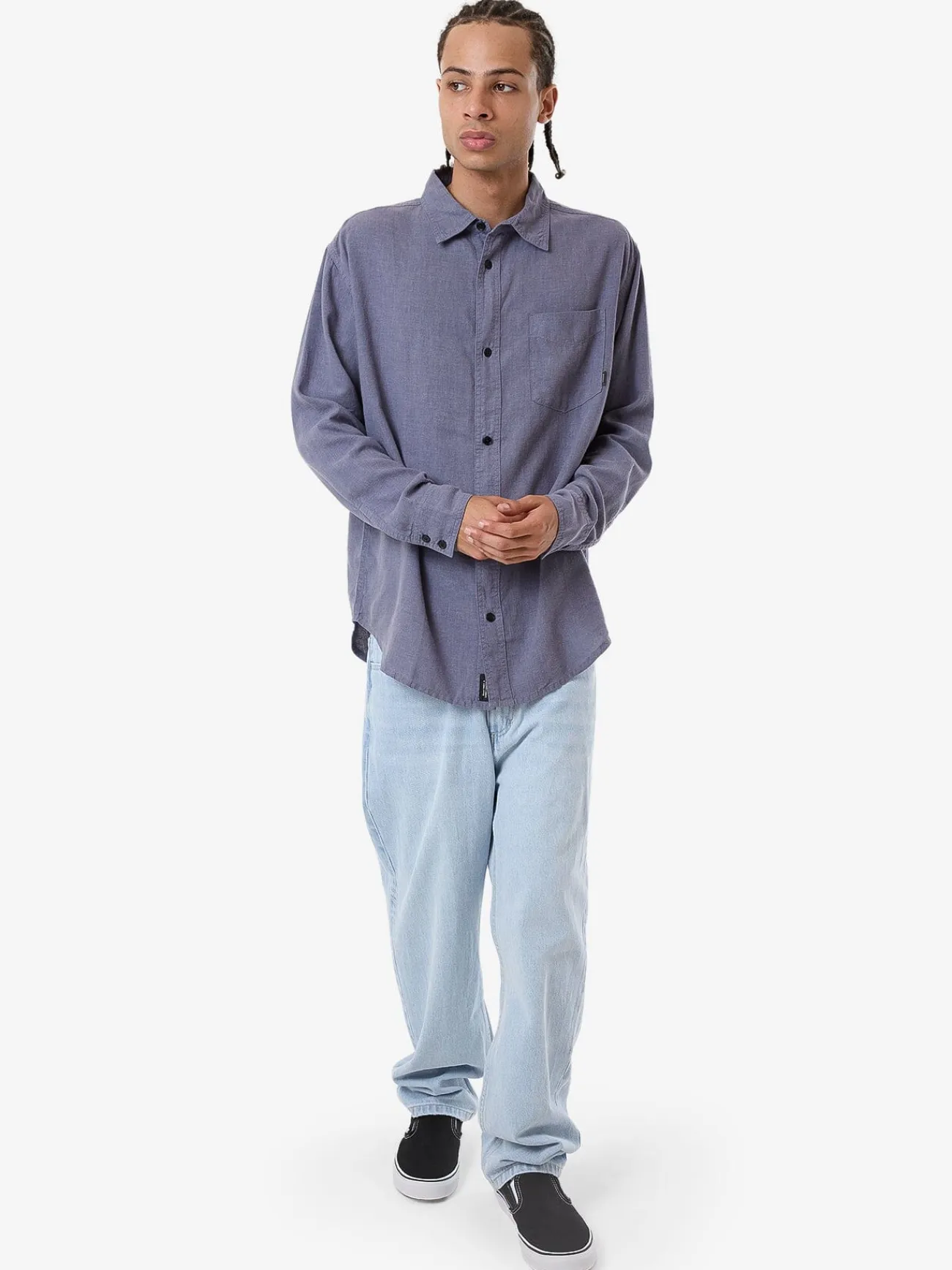 Fashion Thrills Hemp Minimal Oversize Long Sleeve Shirt - Folkstone Grey FolkstoneGrey