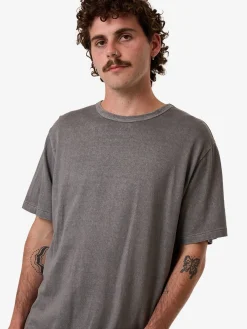 New Thrills Hemp Embro Contrast Stitch Merch Fit Tee - Grey Ash GreyAsh
