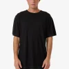 Hot Thrills Hemp Embro Lightweight Contrast Stitch Merch Fit Tee - Black