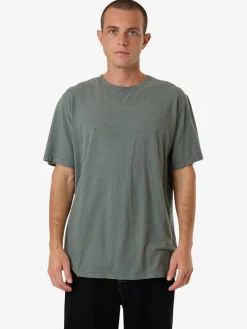 Outlet Thrills Hemp Embro Lightweight Contrast Stitch Merch Fit Tee - Dark Forest DarkForest
