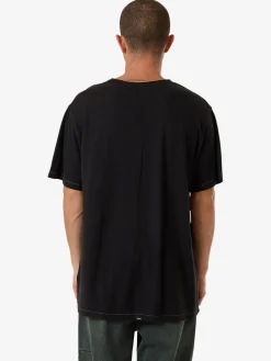 Hot Thrills Hemp Embro Lightweight Contrast Stitch Merch Fit Tee - Black