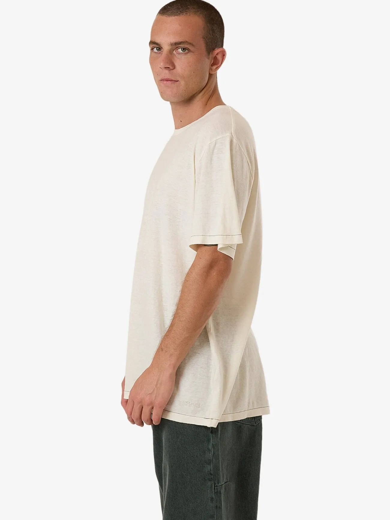 Best Thrills Hemp Embro Lightweight Contrast Stitch Merch Fit Tee - Dirty White DirtyWhite