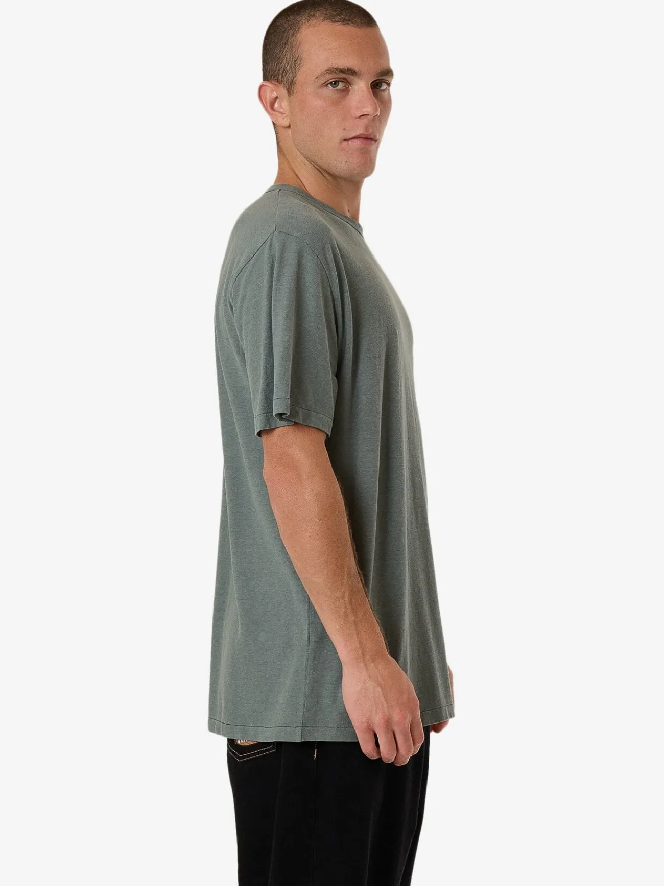Outlet Thrills Hemp Embro Lightweight Contrast Stitch Merch Fit Tee - Dark Forest DarkForest