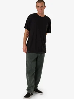 Hot Thrills Hemp Embro Lightweight Contrast Stitch Merch Fit Tee - Black