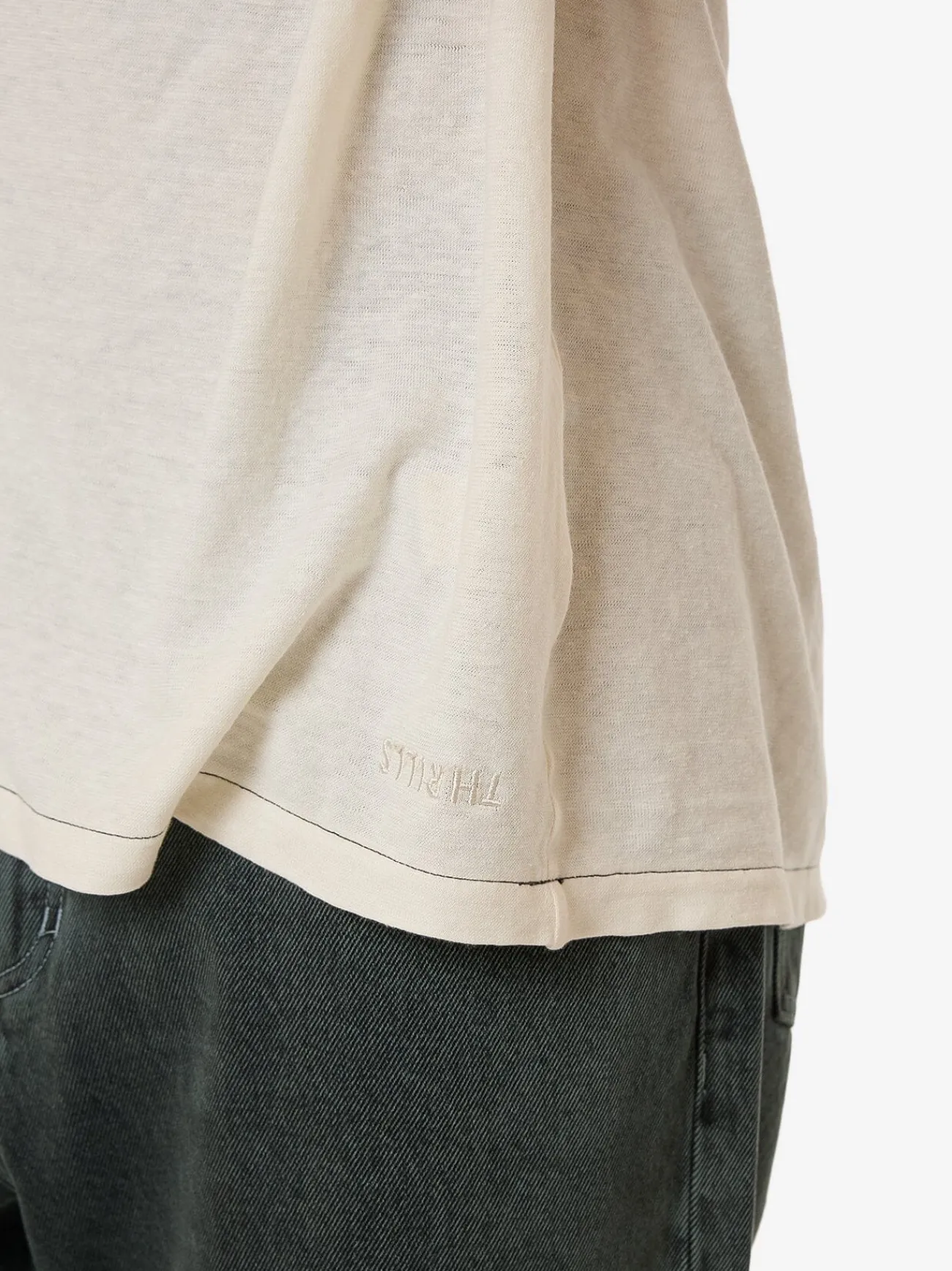 Best Thrills Hemp Embro Lightweight Contrast Stitch Merch Fit Tee - Dirty White DirtyWhite
