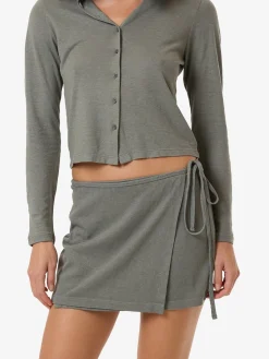 Hot Thrills Hemp Wrap Mini Skirt - Green Smoke GreenSmoke
