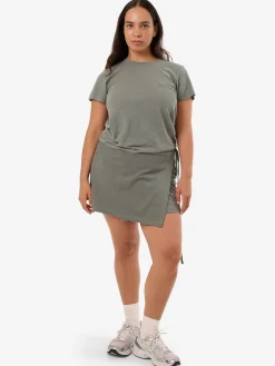 Hot Thrills Hemp Wrap Mini Skirt - Green Smoke GreenSmoke