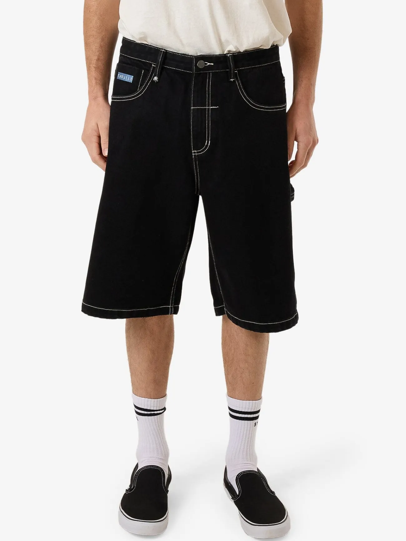 Sale Thrills High Power Big Slacker Denim Short - Black Rinse BlackRinse