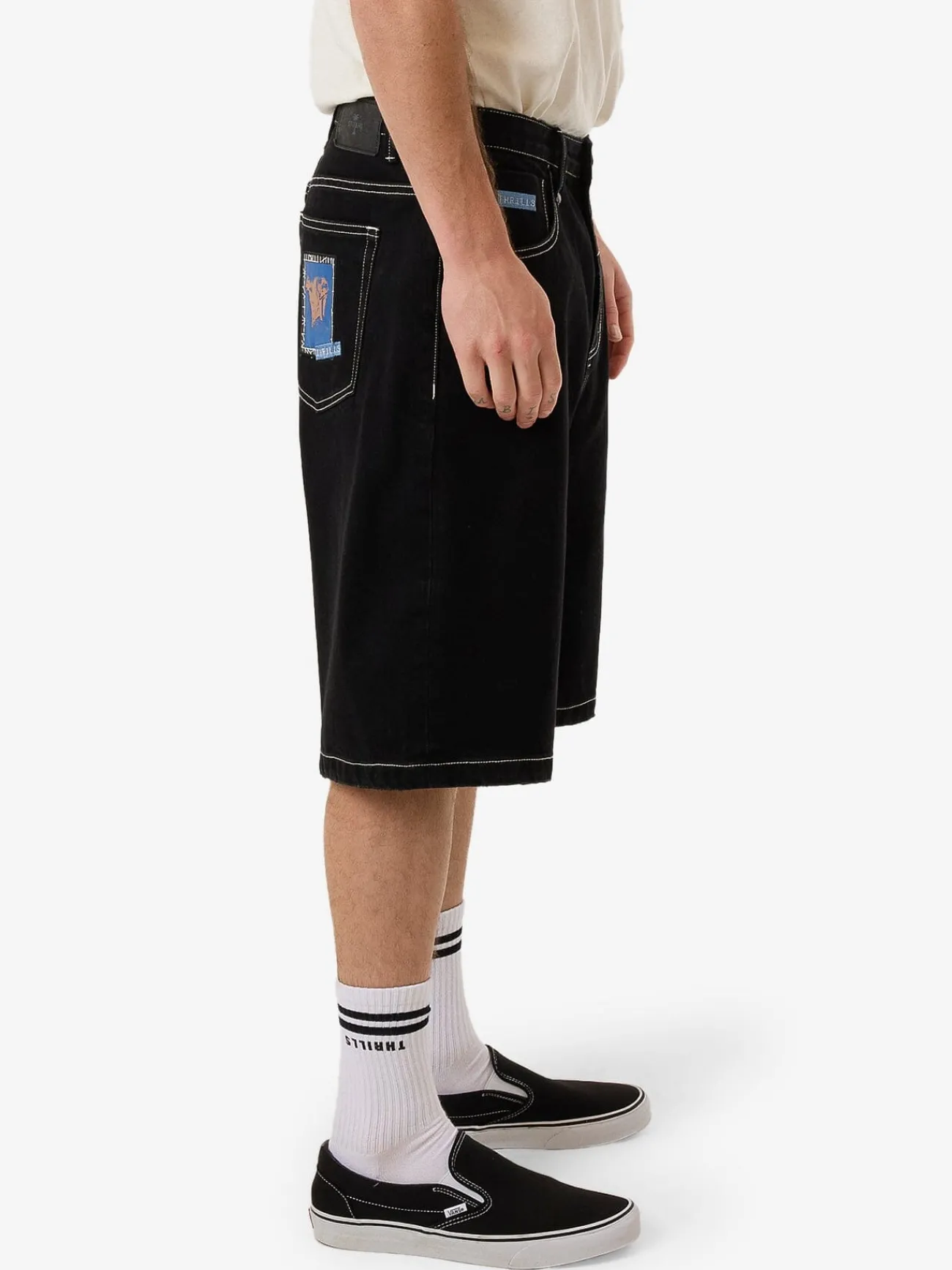 Sale Thrills High Power Big Slacker Denim Short - Black Rinse BlackRinse