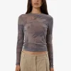 Online Thrills In Formation Mesh Top - Graphite