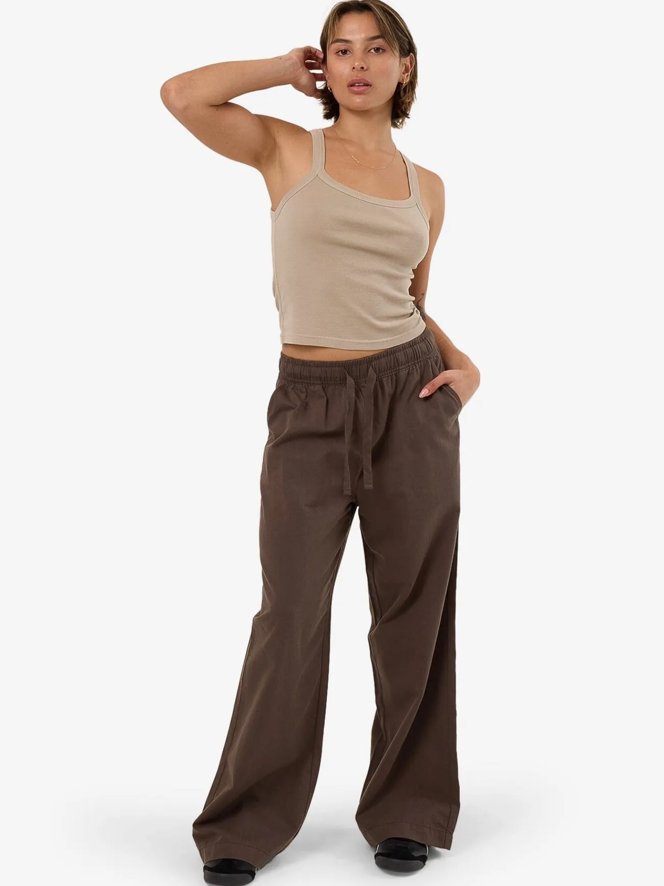 Online Thrills Kensley Elastic Pant - Dark Brindle DarkBrindle