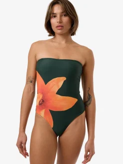 Discount Thrills Lagoon Strapless One Piece - Dark Jade DarkJade