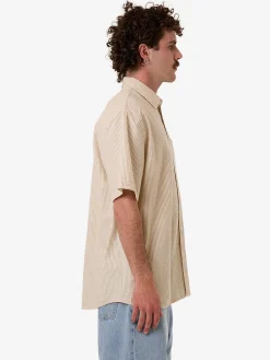New Thrills Locked In Stripe Short Sleeve Shirt - Heritage White HeritageWhite