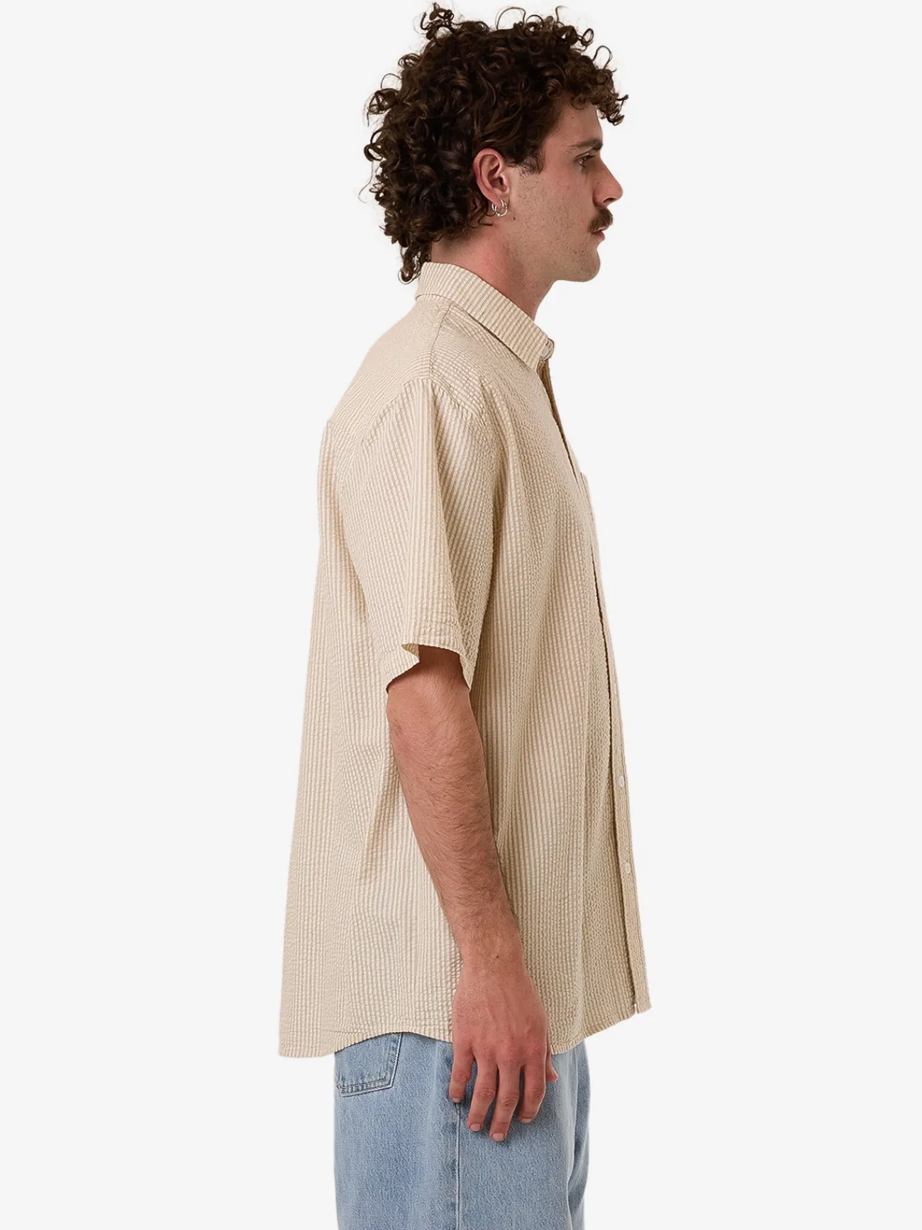 New Thrills Locked In Stripe Short Sleeve Shirt - Heritage White HeritageWhite