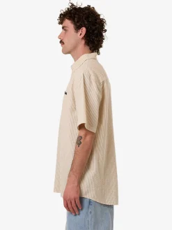 New Thrills Locked In Stripe Short Sleeve Shirt - Heritage White HeritageWhite
