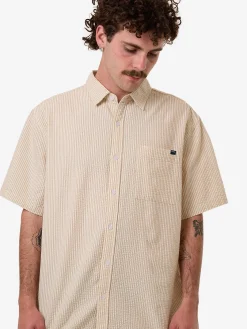 New Thrills Locked In Stripe Short Sleeve Shirt - Heritage White HeritageWhite