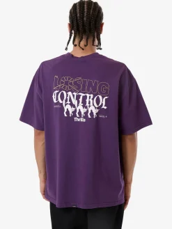 Discount Thrills Losing Control Box Fit Oversize Tee - Purple Penant PurplePenant