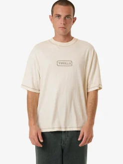 Hot Thrills Lost In Paradise Embro Box Fit Oversize Short Tee - Unbleached