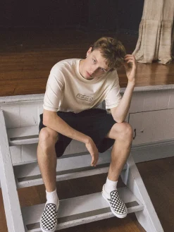 Hot Thrills Lost In Paradise Embro Box Fit Oversize Short Tee - Unbleached