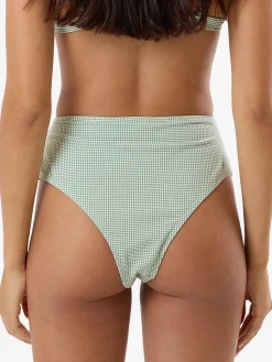 Online Thrills Lou Gingham High Waist Bikini Bottom - Elm Green ElmGreen