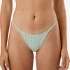 New Thrills Lou Gingham Micro Bikini Bottom - Elm Green ElmGreen