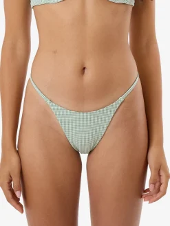 New Thrills Lou Gingham Micro Bikini Bottom - Elm Green ElmGreen