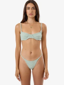 Outlet Thrills Lou Gingham Underwire Bikini Top - Elm Green ElmGreen