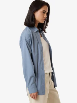 Outlet Thrills Maxwell Poplin Oversized Shirt - Dusty Blue DustyBlue