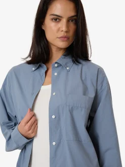 Outlet Thrills Maxwell Poplin Oversized Shirt - Dusty Blue DustyBlue