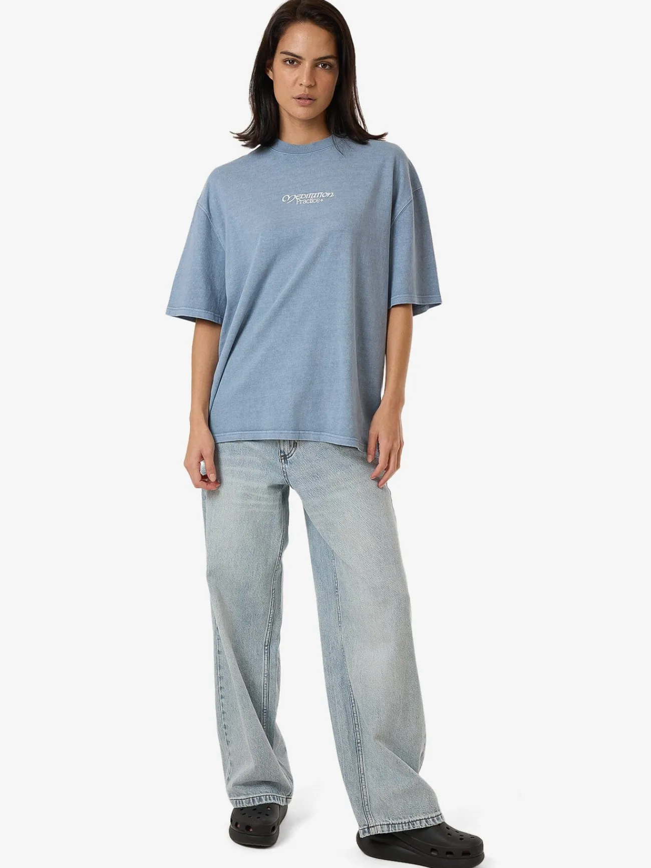 Discount Thrills Meditation Practice Oversized Tee - Dusty Blue DustyBlue