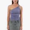 New Thrills Mimi One Sholder Top - Slate