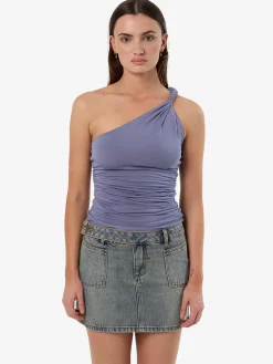New Thrills Mimi One Sholder Top - Slate