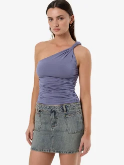 New Thrills Mimi One Sholder Top - Slate