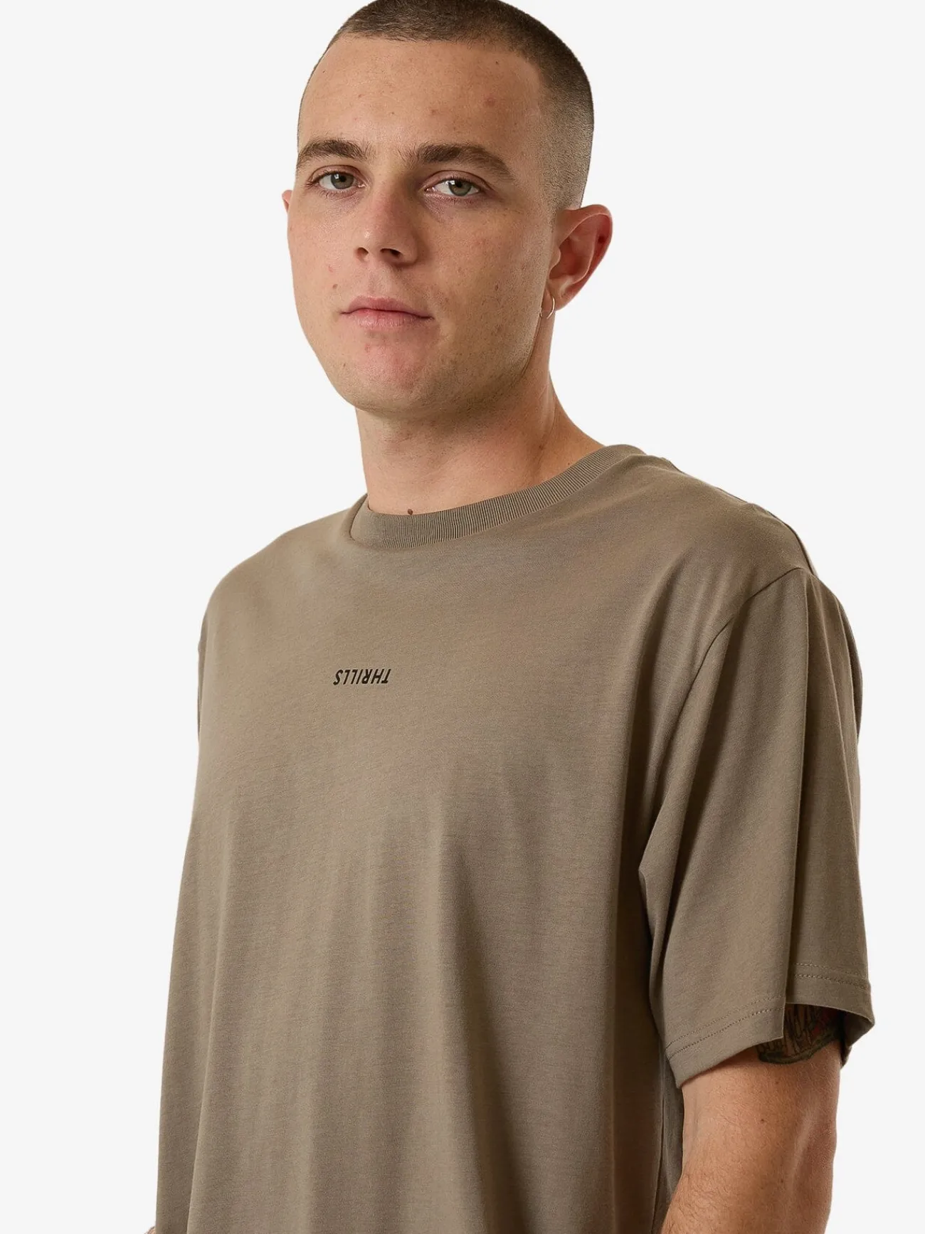 Fashion Thrills Minimal Merch Fit Tee - Brindle