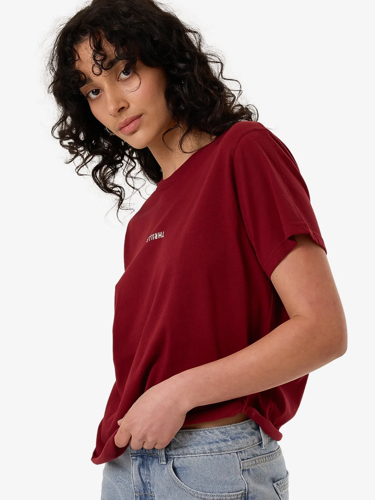 Hot Thrills Minimal Relaxed Tee - Cabernet