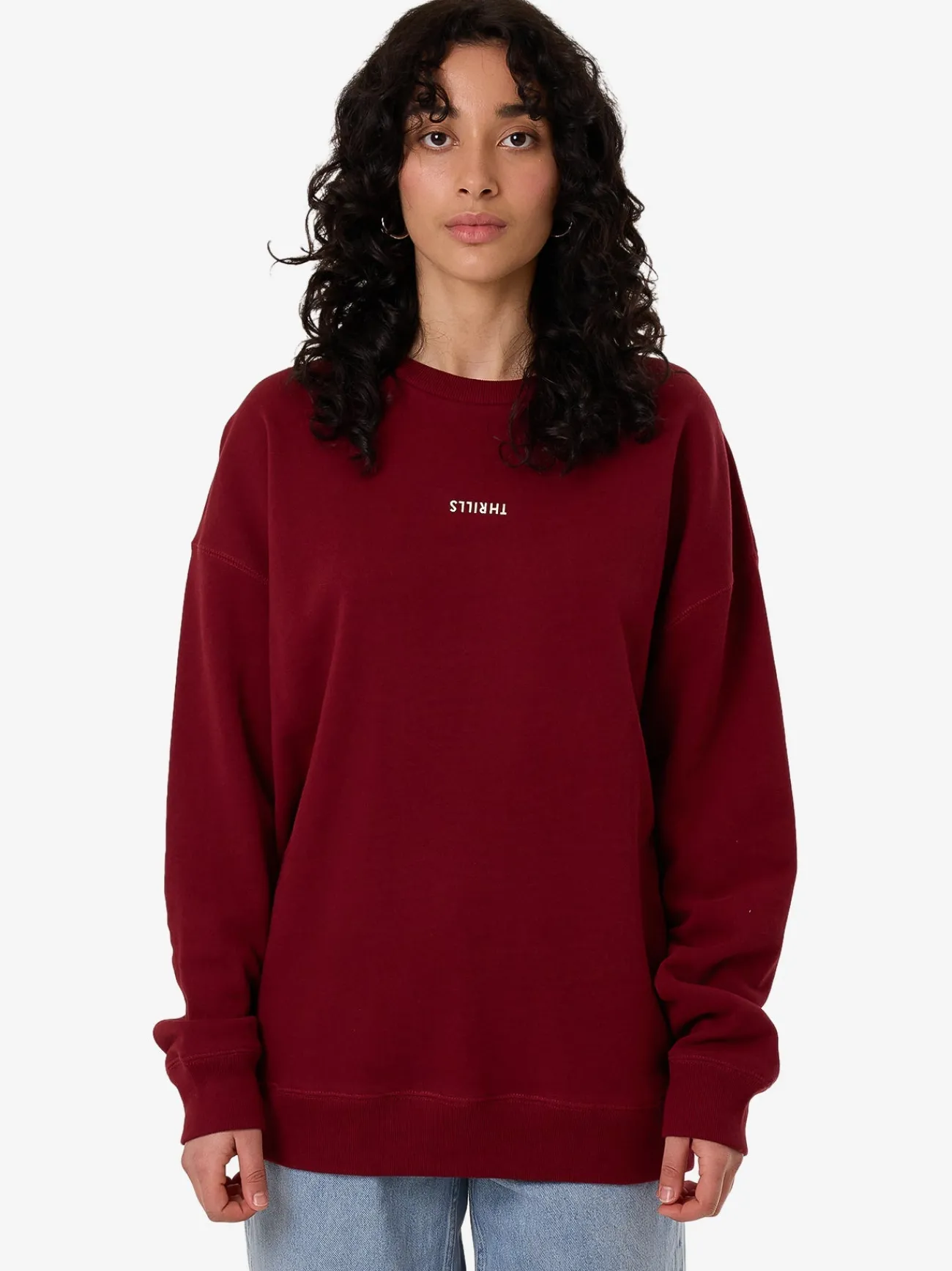 Fashion Thrills Minimal Slouch Crew - Cabernet
