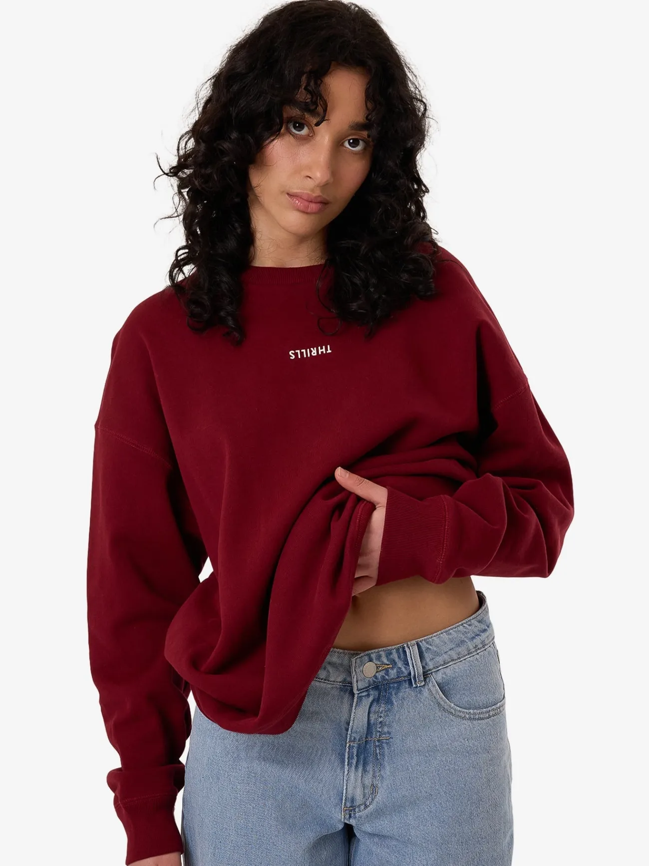 Fashion Thrills Minimal Slouch Crew - Cabernet